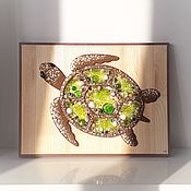Картины и панно handmade. Livemaster - original item SEA TURTLE Painting of sand and jewelry resin. Handmade.