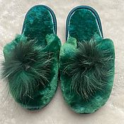 Одежда детская handmade. Livemaster - original item Children`s slippers made of mouton green. Handmade.
