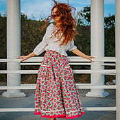 Одежда handmade. Livemaster - original item Linen skirt with lace in the style of Provence 