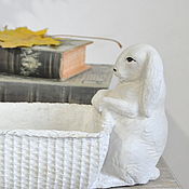 Цветы и флористика handmade. Livemaster - original item Pots with hares Provence concrete container basket with rabbits. Handmade.