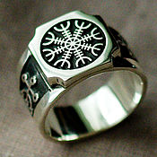 Русский стиль handmade. Livemaster - original item Silver ring "Aegishjelm". Handmade.