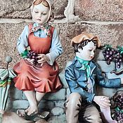 Винтаж ручной работы. Ярмарка Мастеров - ручная работа Estatuilla Niños con uvas Capodimonte Italia. Handmade.