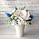 Bouquet with white and blue flowers, Composition, Voskresensk,  Фото №1
