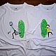Paired T-shirts 'Rick and Morty', hand-painted, Gifts for February 14, St. Petersburg,  Фото №1