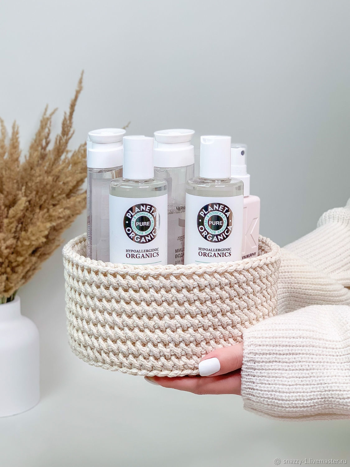 Корзина для хранения / органайзер для косметики / плетёная корзина в ...