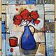 Order  Still life Three red flowers in a vase modern painting. paintmart (oikos). Livemaster. . Pictures Фото №3