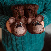 Обувь ручной работы handmade. Livemaster - original item Slippers, booties felted baby Bears. Handmade.