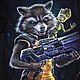 T-shirt with hand-painted rocket Raccoon Rocket, T-shirts, Nizhny Novgorod,  Фото №1