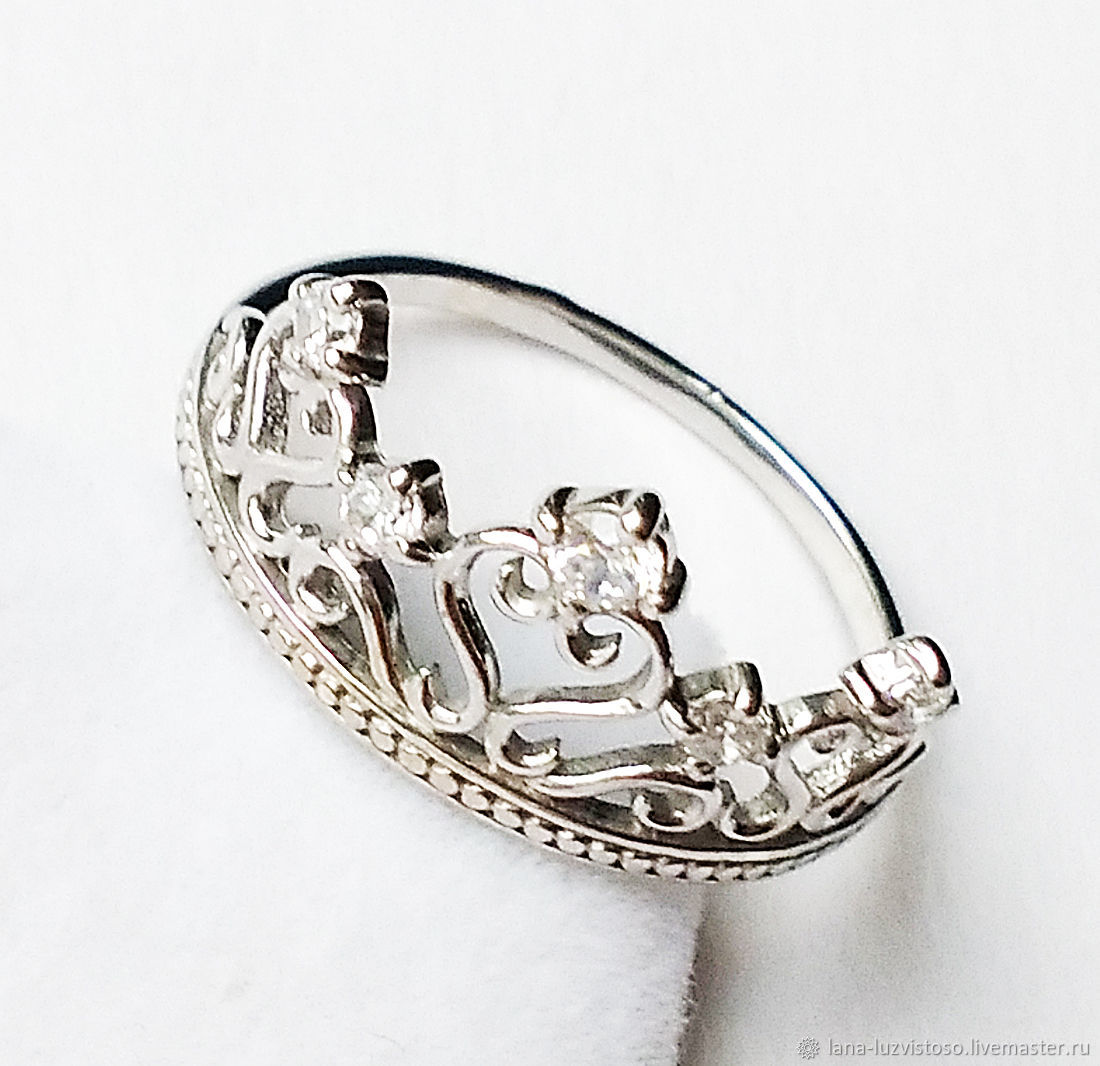 Кольцо 925 пробы серебро с фианитами корона