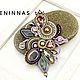 Soutache brooch 'Flower' Lavender, olive soutache, Brooches, Moscow,  Фото №1