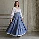 Linen skirt with a belt corset cornflower blue. Skirts. pugovkino delo (Pugovkino-delo). Ярмарка Мастеров.  Фото №4