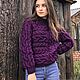 Jerseys: Women's knitted sweater with a cross pattern in purple on the back, Sweaters, Yoshkar-Ola,  Фото №1