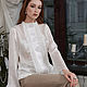Шелковая блузка белая, нарядная блузка с кружевом, Блузки, Москва,  Фото №1
