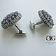 Luxury large cufflinks with genuine amethyst and cubic Zirconia!The only instance!
