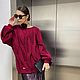 Beautiful women's sweater 2024 burgundy color elongated oversize, Sweaters, Yoshkar-Ola,  Фото №1