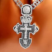 Серебряный крест православный,  с чернением