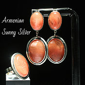 Украшения handmade. Livemaster - original item Ivanessa Rose Quartz Ring and earrings in 925 Sterling Silver IV0018. Handmade.