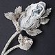 Beaded brooch with agate "Silver flowers". Brooches. Elena Karaseva. Bisernyj eksklyuziv. Интернет-магазин Ярмарка Мастеров.  Фото №2
