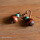 Earrings made of wood and turquoise 'Chocolate'. Earrings. BijouSiberia. Online shopping on My Livemaster.  Фото №2