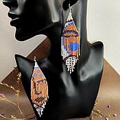 Украшения handmade. Livemaster - original item Stylish beaded earrings with fringe in the style of Salvador Dali. Handmade.