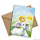 An angel a Lamb and the Sun Postcard and poster for the birthday. Cards. KapustinaArt. Online shopping on My Livemaster.  Фото №2