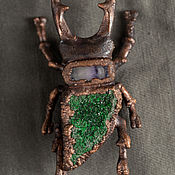 Украшения handmade. Livemaster - original item Copper brooch Beetle Deer uvarite and fluorite.. Handmade.
