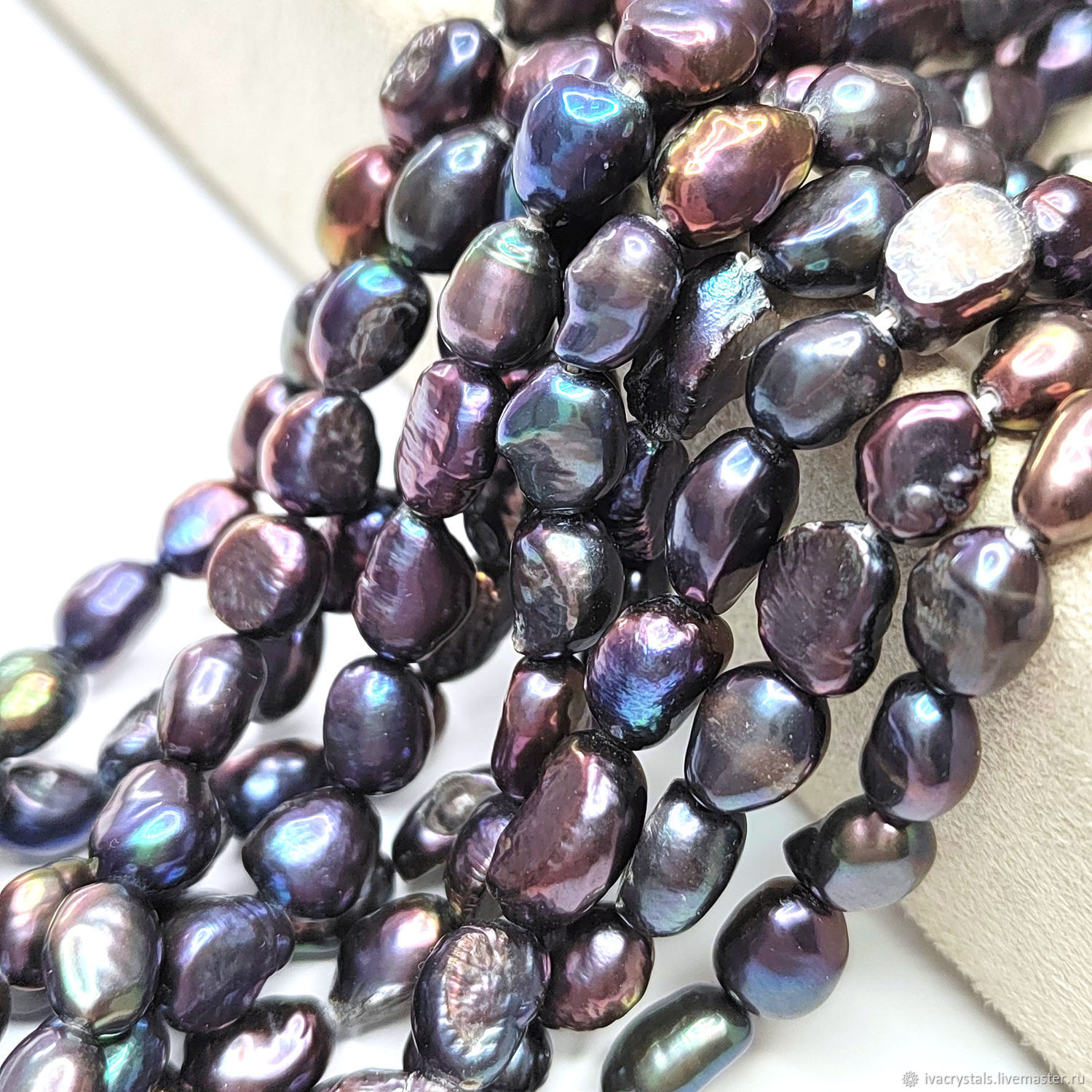 Жемчуг натуральный черный, барочный, Павлин 8-10 мм, ЖН08, НИТЬ купить ...