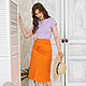 Orange satin cotton skirt, orange A-line skirt with a slit. Skirts. mozaika-rus. My Livemaster. Фото №5