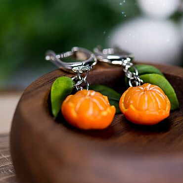 Украшения ручной работы. Ярмарка Мастеров - ручная работа Серьги классические: «Мандаринки» новогоднее украшение. Handmade.