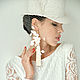 Bridal hat with feathers and veil. 11 cm. Color milk. Hats1. Exclusive HATS. LANA ANISIMOVA.. Online shopping on My Livemaster.  Фото №2