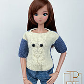 Куклы и игрушки handmade. Livemaster - original item Clothes for dolls: Sweater with owl for BJD doll 60-65 cm. Handmade.