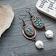 Серьги Асимметричные С Керамикой и Жемчугом. Серьги классические. NadyaBriJewelry. Ярмарка Мастеров.  Фото №8
