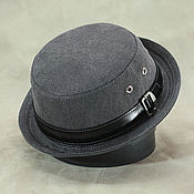 Аксессуары handmade. Livemaster - original item Summer grey canvas cotton pork pie bucket hat PPH-32. Handmade.