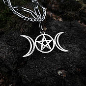 Украшения handmade. Livemaster - original item Amulet of the Triune Goddess (Wicca) — a steel pendant on a double chain. Handmade.