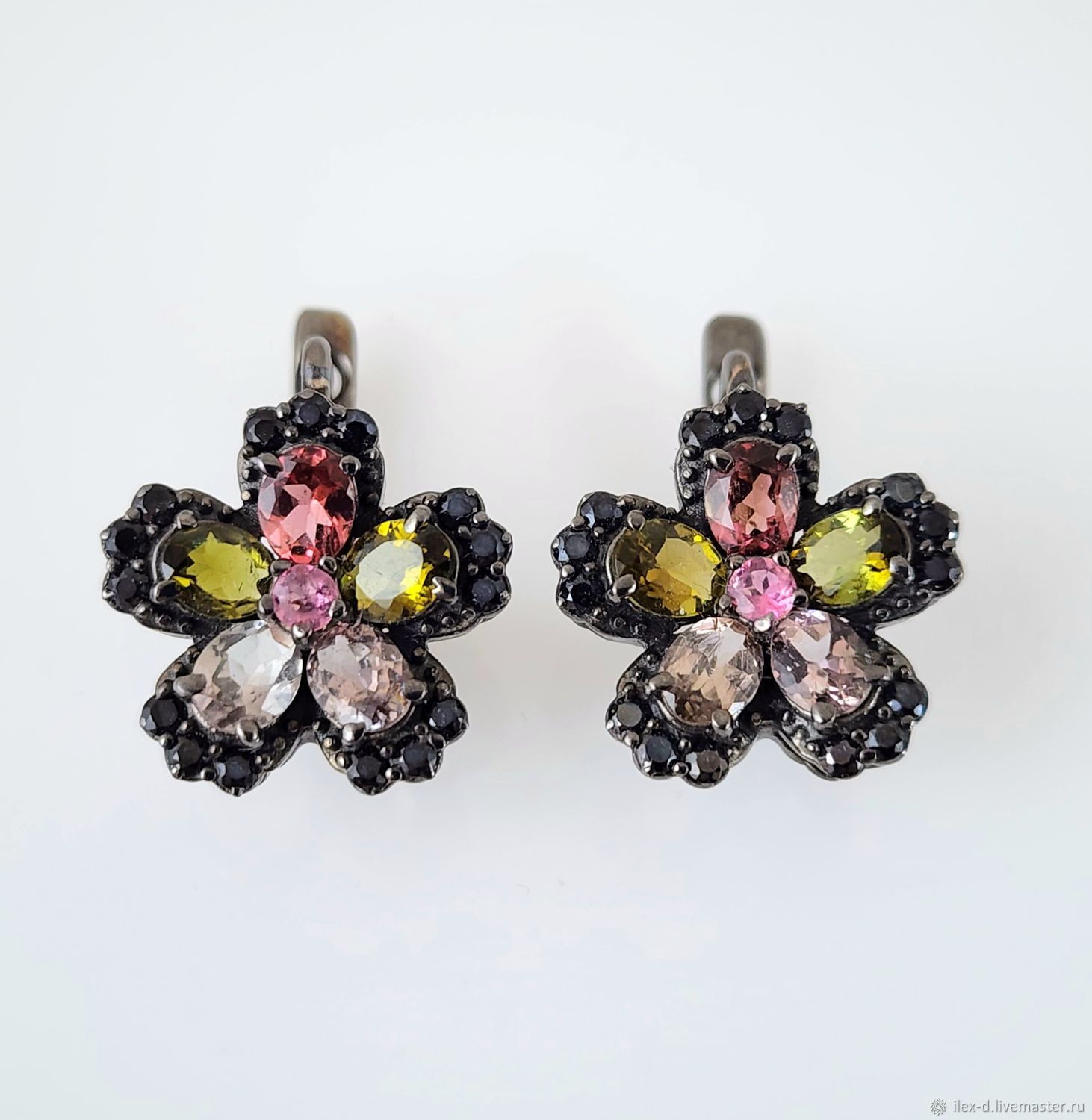 Серебряные серьги с турмалинами, 925 проба в интернет-магазине Ярмарка ...