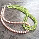Necklace - transformer with chrysolite and pearls. Multi-row necklace, Necklace, Permian,  Фото №1