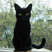 Куклы и игрушки ручной работы. Ярмарка Мастеров - ручная работа Gato Tyson, retrato, gato negro de lana / Cat. Handmade.