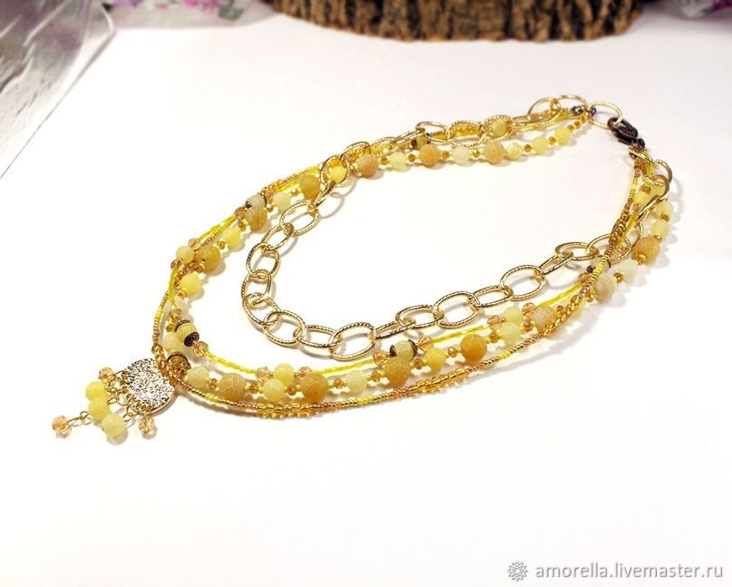 Авторские бусы "Солнечная мелодия" желтые бусы в интернет-магазине ...