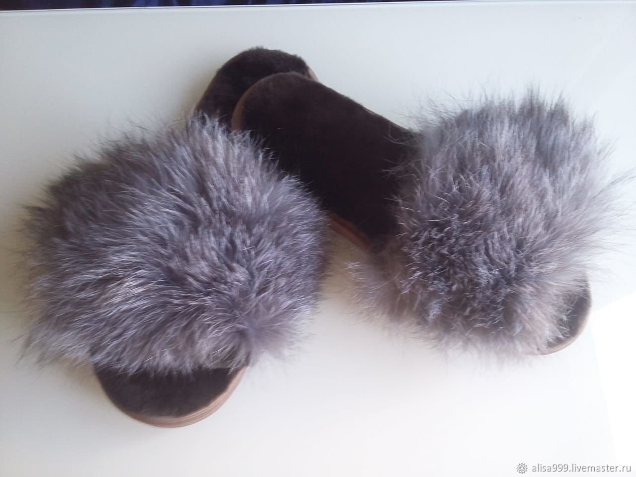 Slippers made of fur sheepskin Fox, Flip flops, Moscow,  Фото №1