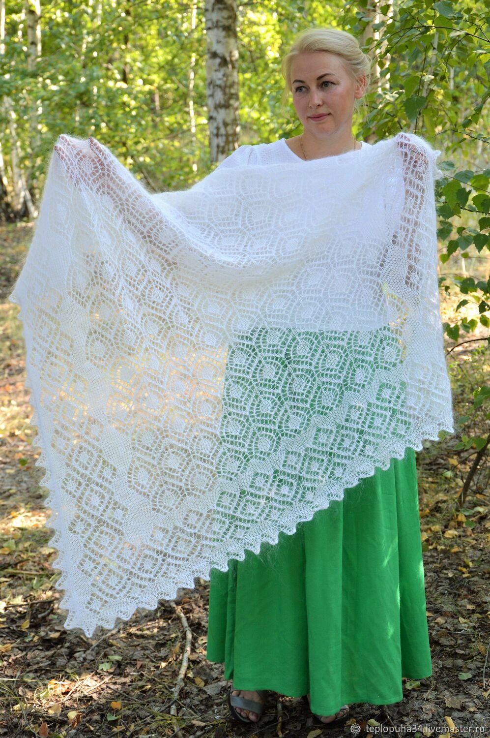 Openwork down shawl 'Magnolia' handmade, Shawls1, Urjupinsk,  Фото №1