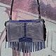 The clutch is made of leather and suede with fur sheepskin Fringe Blue. Clutch. Katorina Rukodelnica HandMadeButik. My Livemaster. Фото №4