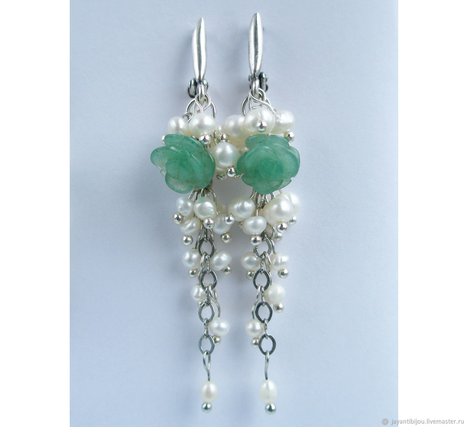 Серьги Нефритовая роза купить в интернет-магазине Ярмарка Мастеров по ...