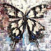 Картины и панно handmade. Livemaster - original item Painting with an interior butterfly. Butterfly black and white oil. Handmade.