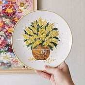 Тарелка с  лимонами. Декоративная Тарелка с рисунком, ручная роспись