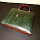 Leather bag. Bag-folder green pul-ap / red-brown. Classic Bag. Bags and accessories. Alexandra (SSbagS). My Livemaster. Фото №6