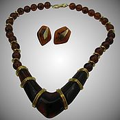 Винтаж handmade. Livemaster - original item Napier Necklace and earrings set in Lucite. Handmade.