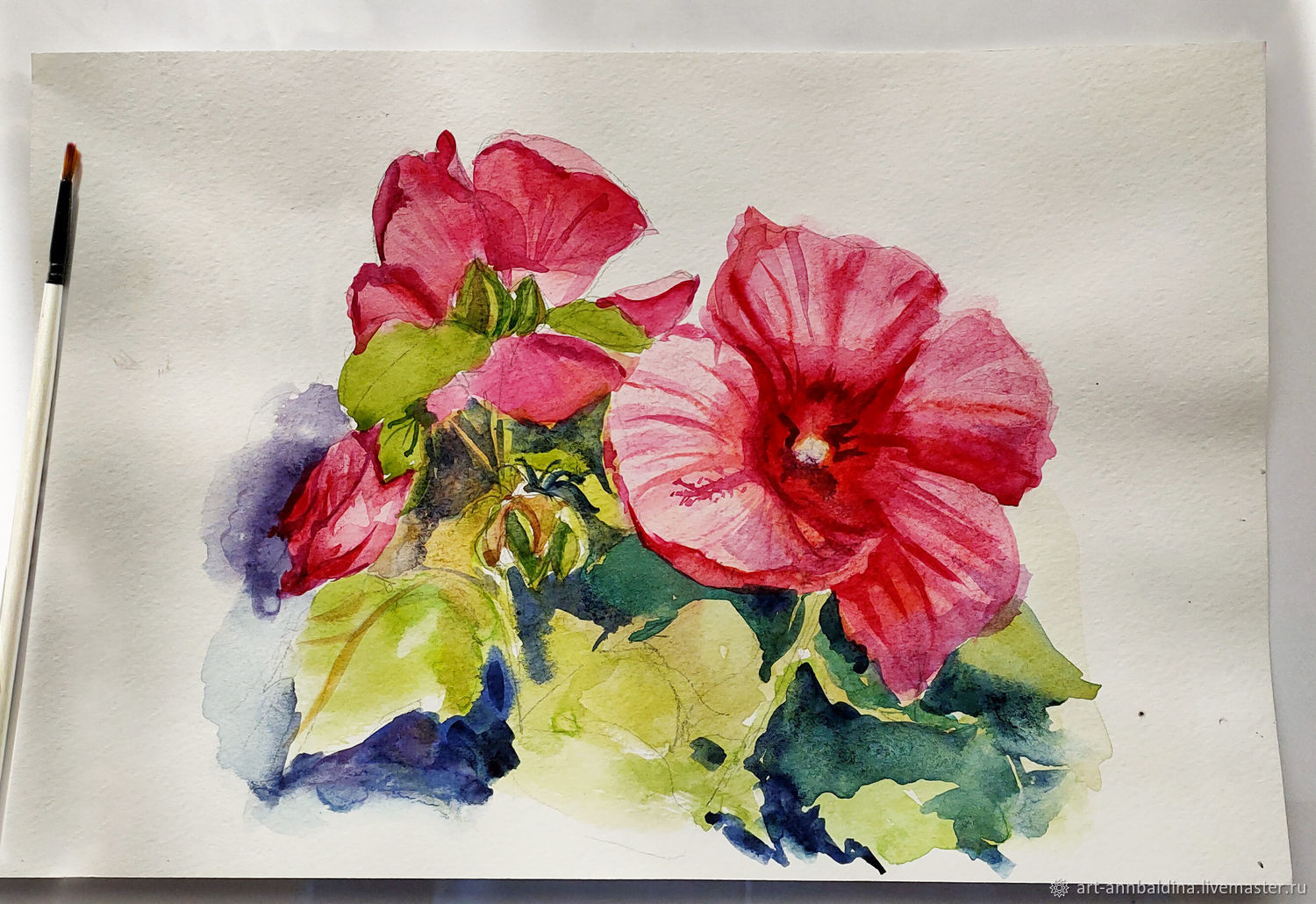 Картины: Цветы Акварелью. Гибискус. Арт. Декор купить в интернет ...