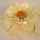 Silk flowers. Brooch hair clip WHITE GERBERA . Indian Mulberry silk. Brooches. Irina Vladi. My Livemaster. Фото №4