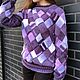 Large Entrelac pattern knitted sweater purple / lilac. Sweaters. irinamakatukha (IrinaMakatukha). Online shopping on My Livemaster.  Фото №2