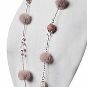Украшения handmade. Livemaster - original item Necklace-beads made of powdery pink mink with quartz. Handmade.